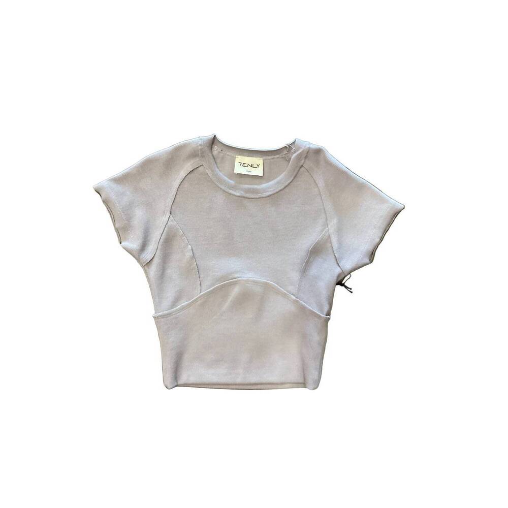 NEW TENLY girl's rayon rib cap sleeve tee in cobblestone